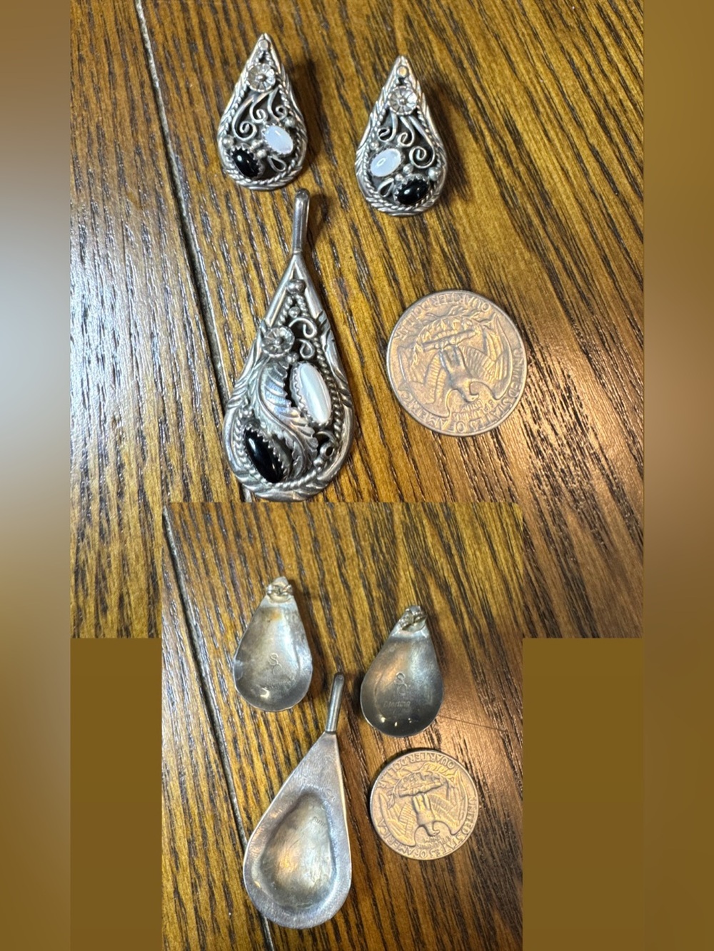 Mother of Pearl/Black Onyx Earring and Pendant Set